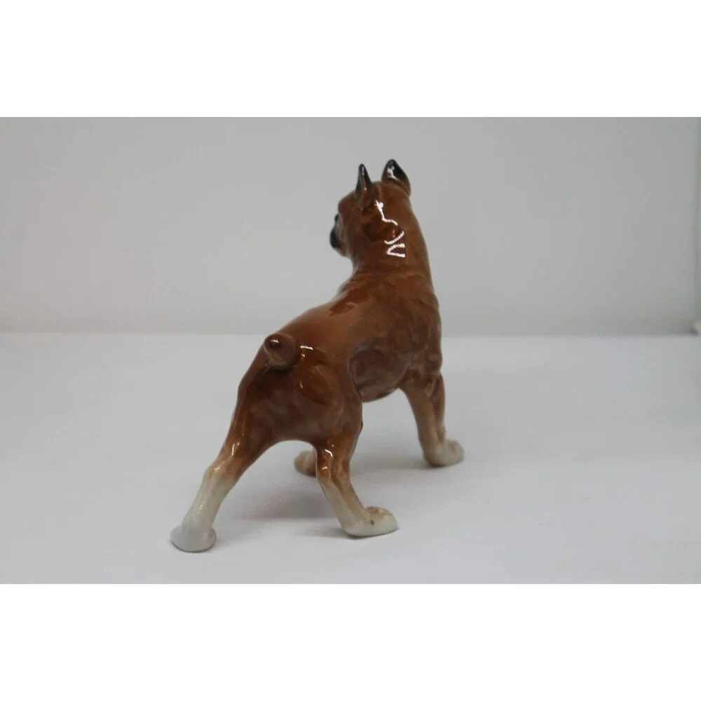 VINTAGE JAPAN PORCELAIN WALKING BOXER DOG FIGURINE 5.5